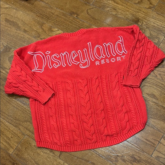Disney 2023 Holiday Red Cable Knit Sweater Spirit Jersey with Disneyland Logo - Picture 5 of 8